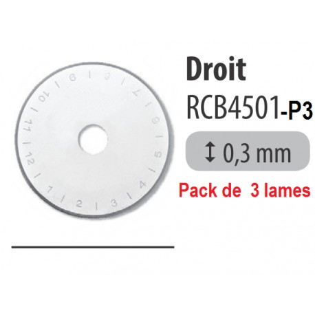 Lames 45mm DROITES - Pack 3 pièces