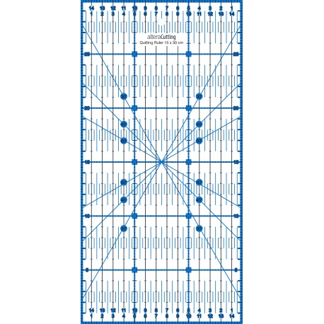 Règle de couture (quilt/patchwork) 15x30cm - BLEUE